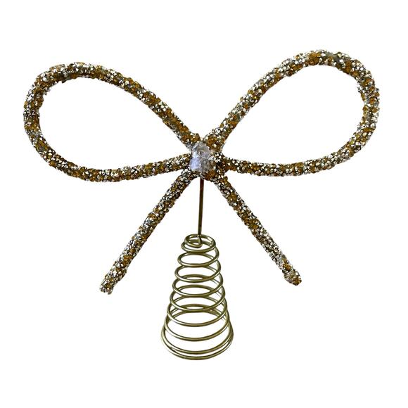 Midwinter Modern Gold/Silver Rhinestone Bow Tree Topper Christmas 2024 Viral - Picture 12 of 13